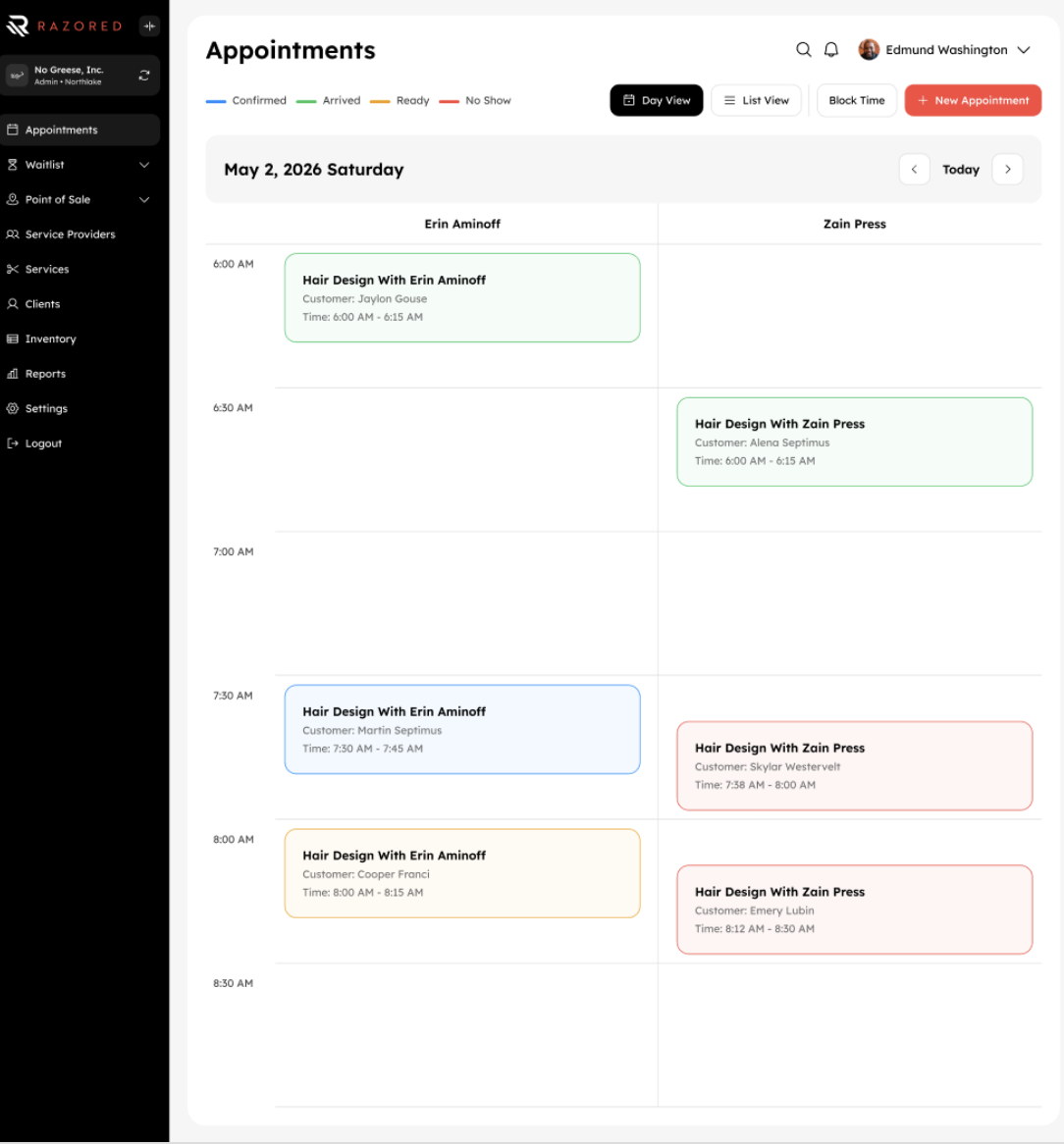 Razored booking calendar