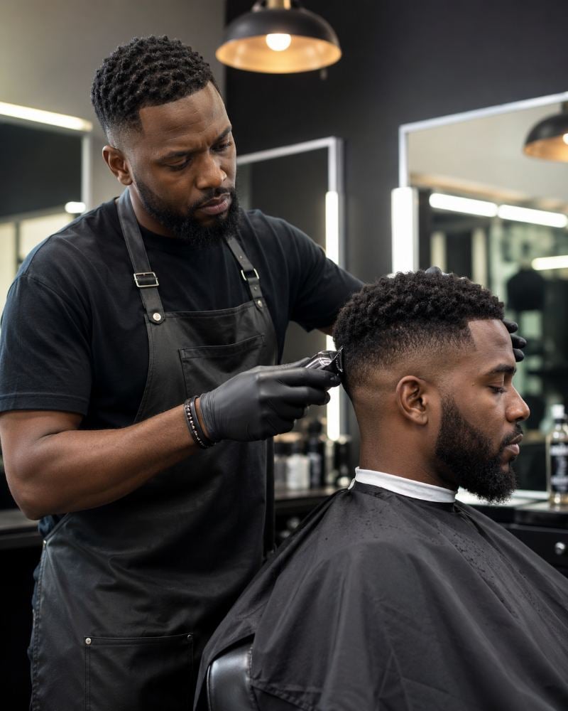 Barber working in a barbershop