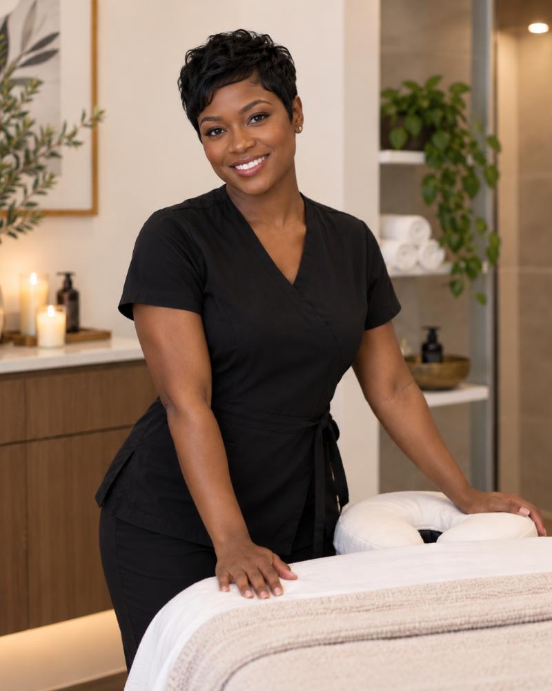Massage therapist in a treatment room